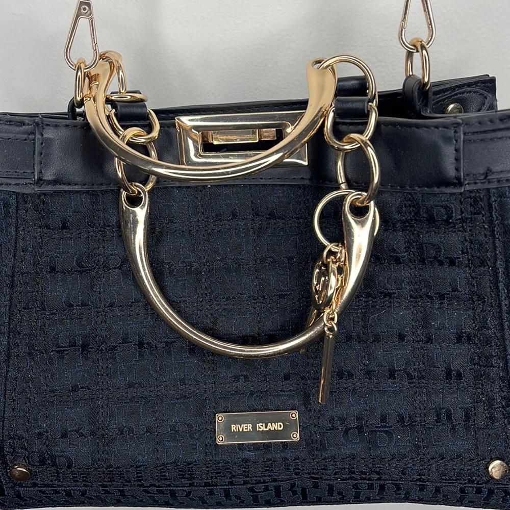 Black River Island crossbody bag, with gold hardware.